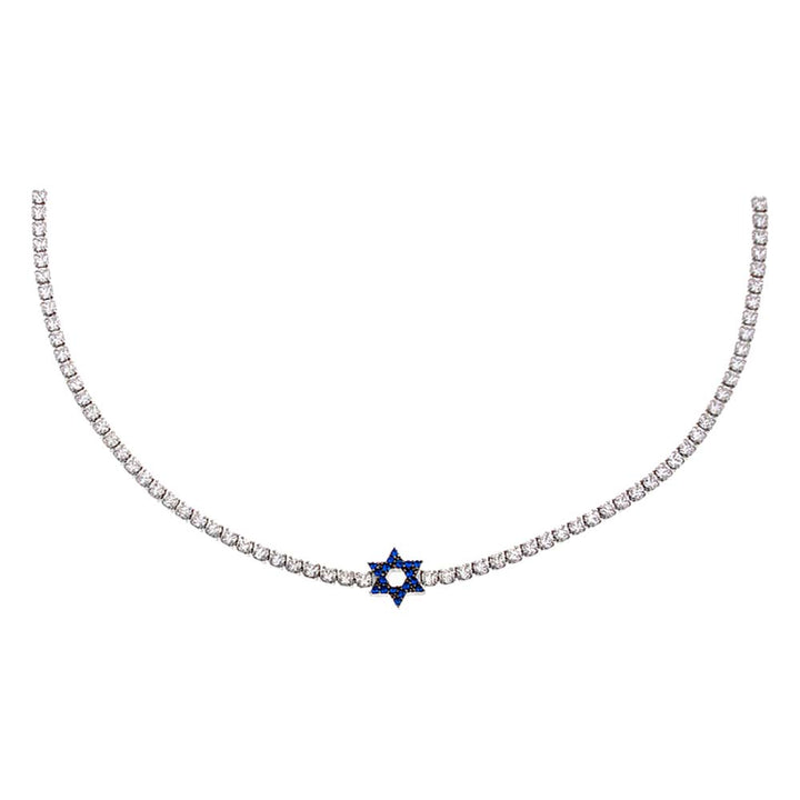 Sapphire Blue Star Of David Tennis Choker