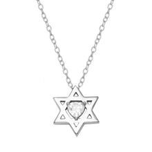 Load image into Gallery viewer, Heart Shape CZ Diamond Star of David Necklace
