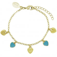 Load image into Gallery viewer, Coloured Enamel And Gold Hearts Charm Bracelet
