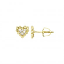 Load image into Gallery viewer, Dotted Border CZ Heart Screw Back Stud Earrings
