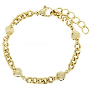 Gold Flat Hearts Bracelet