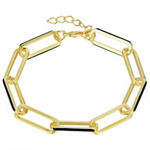 Load image into Gallery viewer, Gold &amp; Coloured Enamel Paperclip Bracelet

