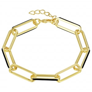 Gold & Coloured Enamel Paperclip Bracelet