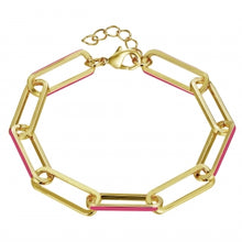 Load image into Gallery viewer, Gold &amp; Coloured Enamel Paperclip Bracelet
