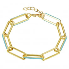 Load image into Gallery viewer, Gold &amp; Coloured Enamel Paperclip Bracelet
