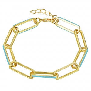 Gold & Coloured Enamel Paperclip Bracelet