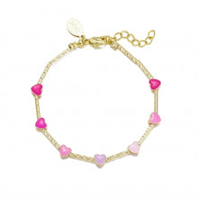 Load image into Gallery viewer, Snake Chain With Multi Color Enamel Puffy Hearts Bracelet
