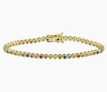 Load image into Gallery viewer, Mini Rainbow Bezel Tennis Bracelet
