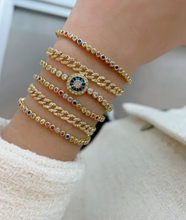 Load image into Gallery viewer, Mini Rainbow Bezel Tennis Bracelet
