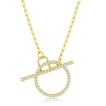 Load image into Gallery viewer, Paperclip CZ Circle Toggle Necklace
