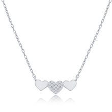 Load image into Gallery viewer, Triple Heart CZ Bar Necklace
