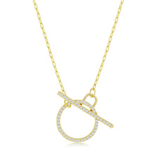 Load image into Gallery viewer, Paperclip CZ Circle Toggle Necklace
