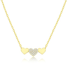 Load image into Gallery viewer, Triple Heart CZ Bar Necklace
