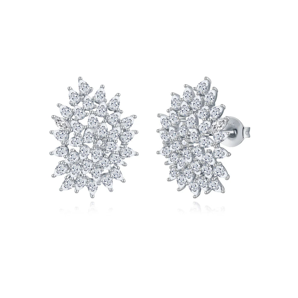 CZ Sprinkled Cluster Stud Earring