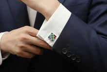 Load image into Gallery viewer, Multicolor CZ Square Cufflinks
