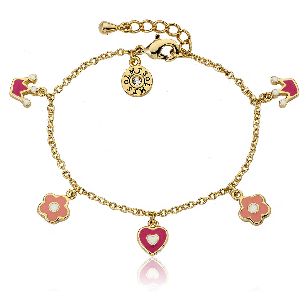 Enamel Heart & Flower Charm Bracelet