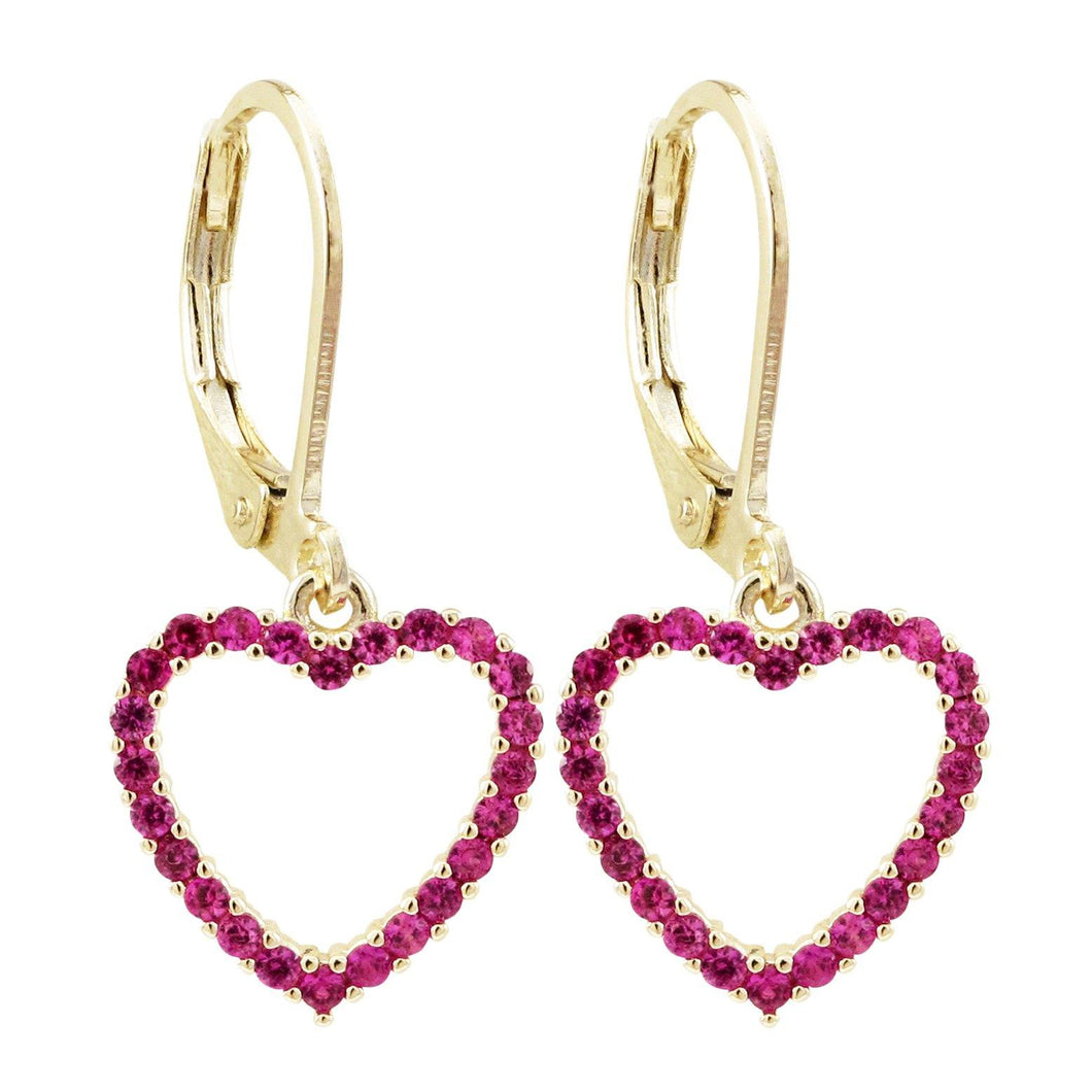 CZ Heart Lever Back Earrings - Gemtique 