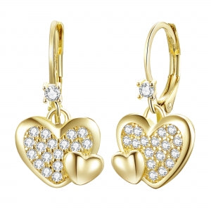 CZ Double Heart Earrings