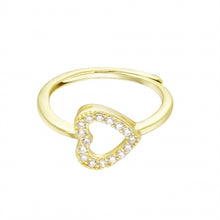 Load image into Gallery viewer, Open CZ Heart Adjustable Ring
