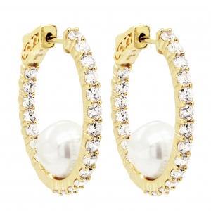 CZ And Pearl Hoops - Gemtique 