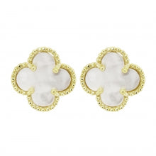 Load image into Gallery viewer, Mother Of Pearl Clover Stud Earrings
