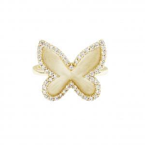 Gold CZ Border Butterfly Ring - Gemtique 