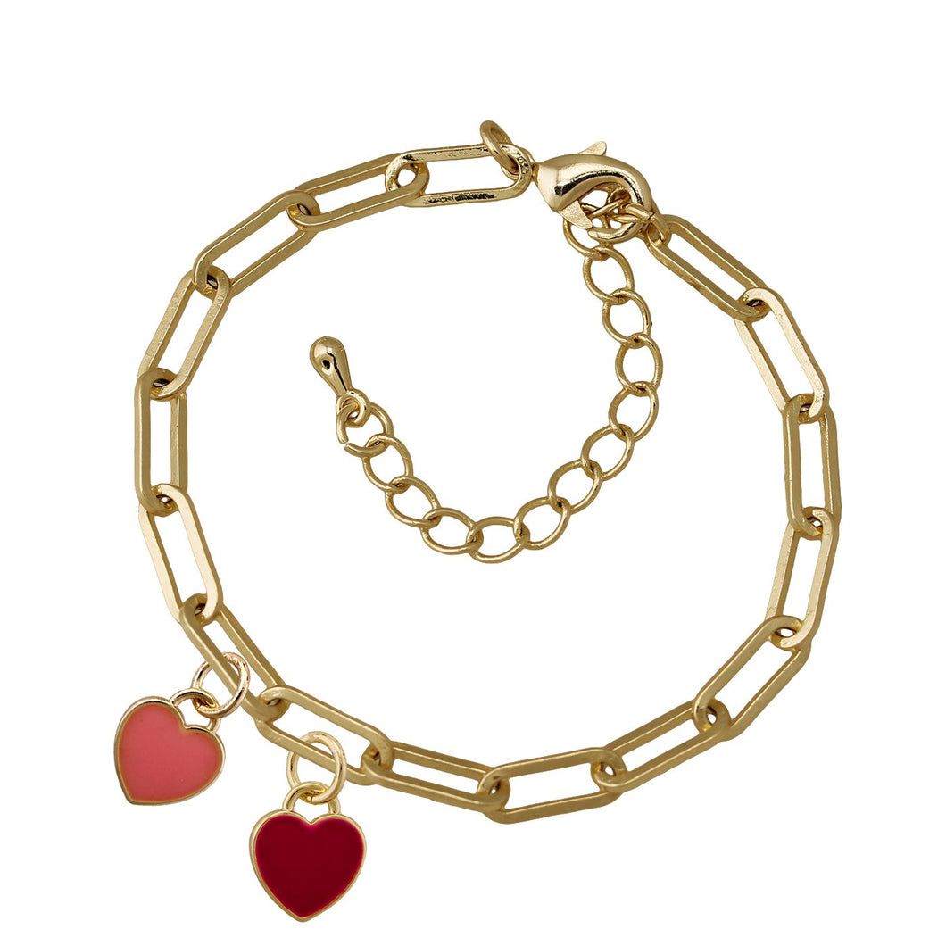 Dangling Hearts Paperclip Chain Bracelet