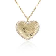Load image into Gallery viewer, CZ Outline Brushed Heart Pendant Necklace
