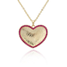 Load image into Gallery viewer, CZ Outline Brushed Heart Pendant Necklace
