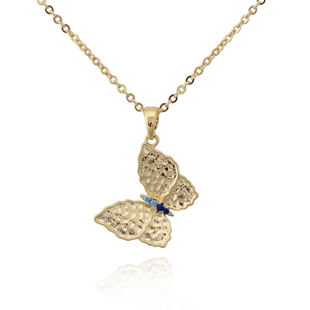 Hammered Butterfly Pendant Necklace