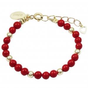 Red Pearls And Gold Balls Bracelet - Gemtique 