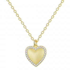 Matte Gold CZ Heart Necklace
